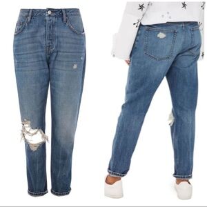 NWT TopShop Hayden Busted Knee Boyfriend Jeans 4 blue  26